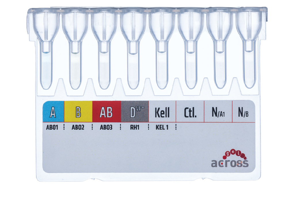 Cartela Across Gel<sup>®</sup> Forward & Reverse ABO cu D<sup>vı+</sup>/Kell